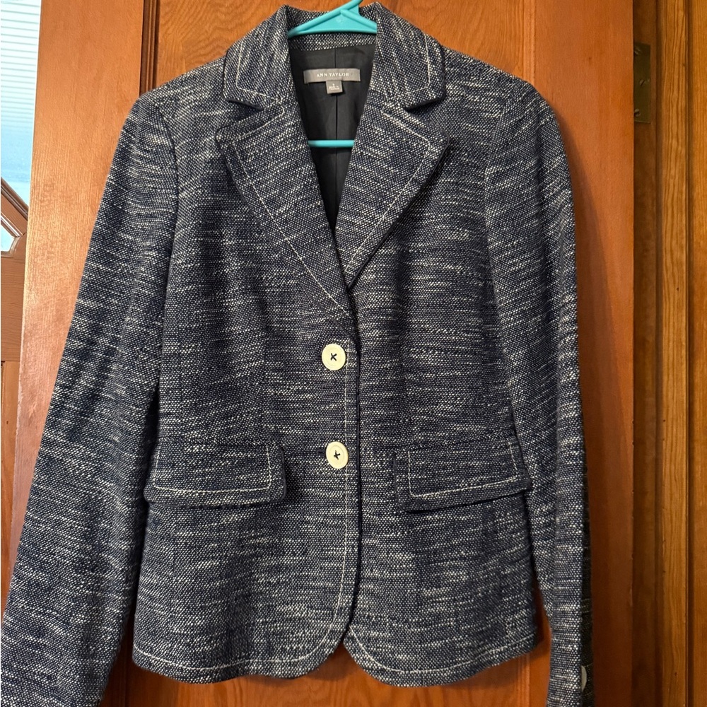 Ann Taylor Navy Tweed Blazer